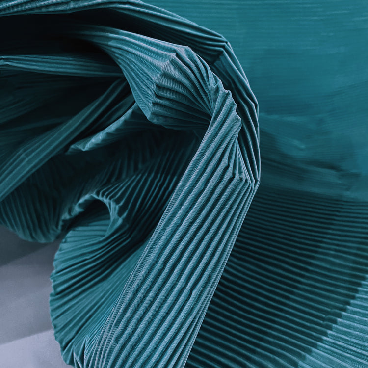 Accordion-Pleated Taffeta - Cadet Blue