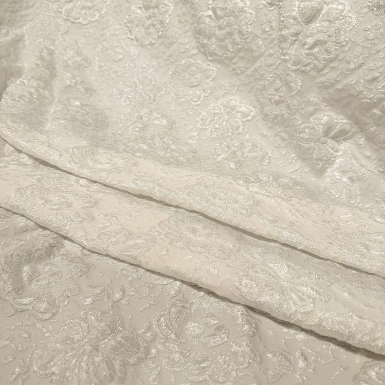 Floral Crinkle Double Weave - White/Silver