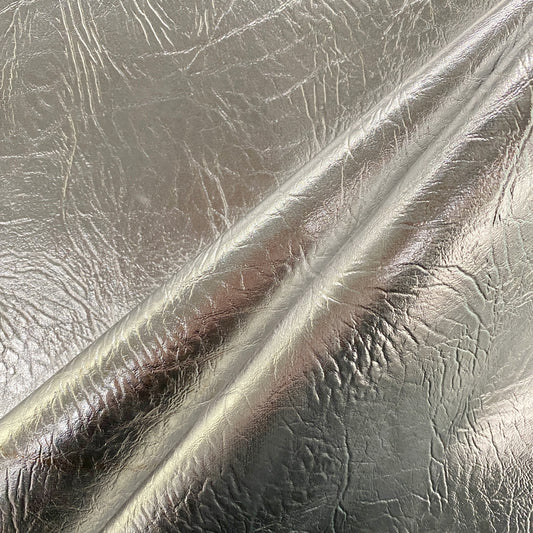 Metallic Wrinkle Grain Faux Leather - Silver