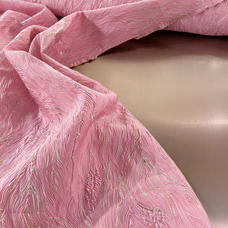 Contour Wave Brocade - Pink/Silver Metallic