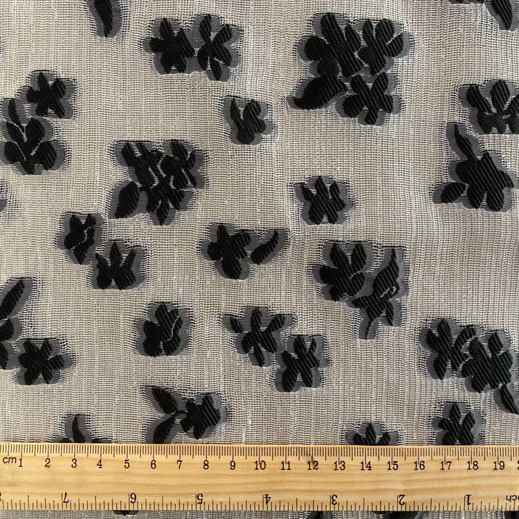 Loose Weave Floral Jacquard - Black / White