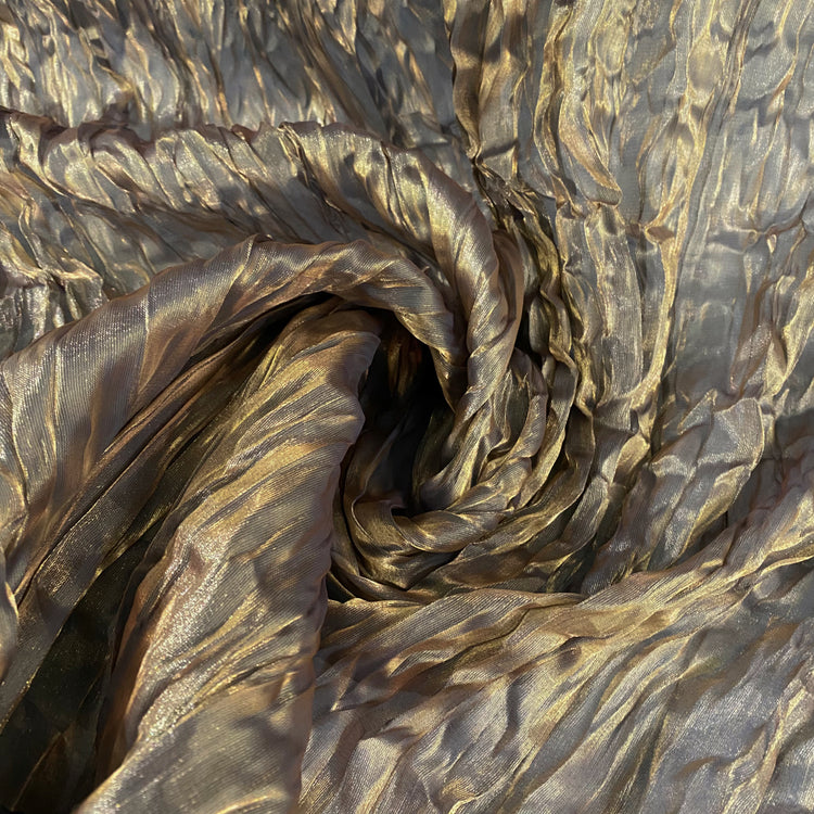 Sheer Crinkled Shot Twill - Gold/Navy