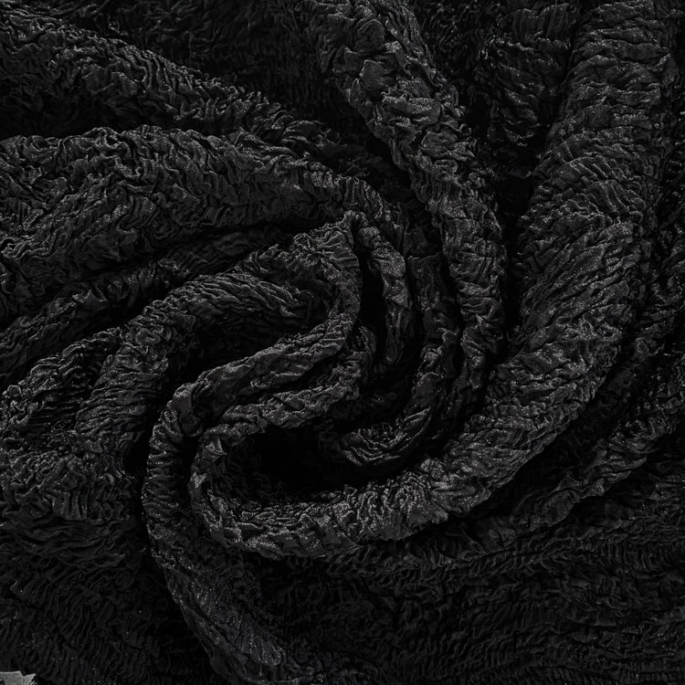 Warped Checkerboard Smocked Satin - Black