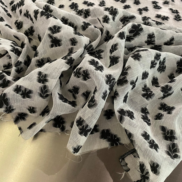 Loose Weave Floral Jacquard - Black / White