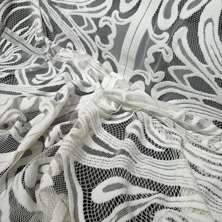 Art Deco Panelled Lace - White