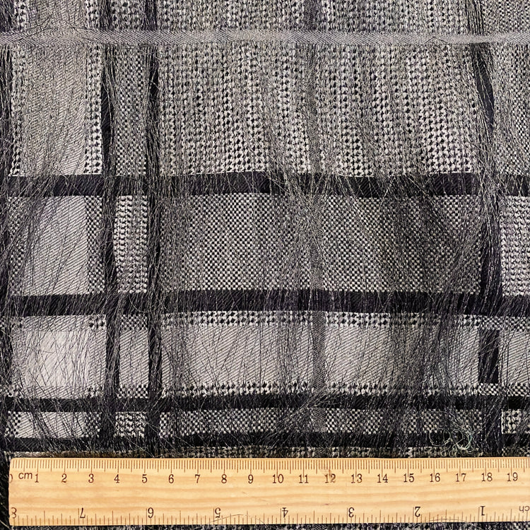 Long Yarn Float Glen Plaid Dobby - Black / Grey