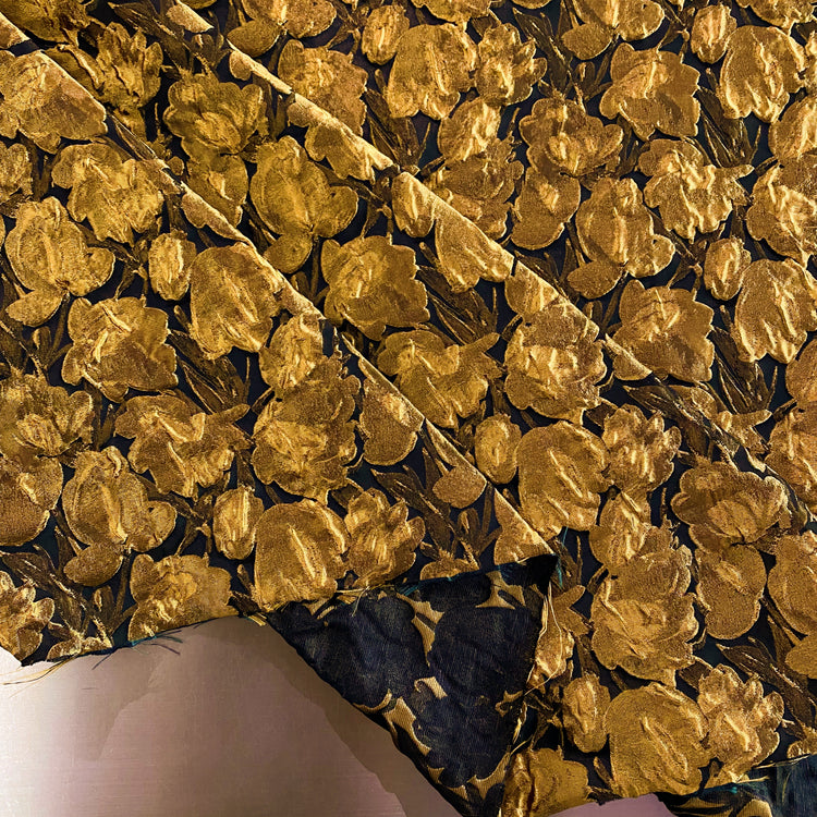 Gilded Rose Cloqué Brocade - Yellow Gold / Black