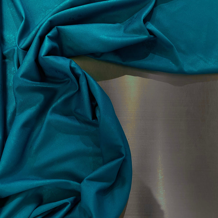 Rose Dobby Motif - Basket Weave - Teal
