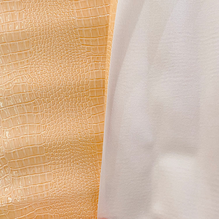 Patent Crocodile Faux Leather - Small Pattern - Bisque