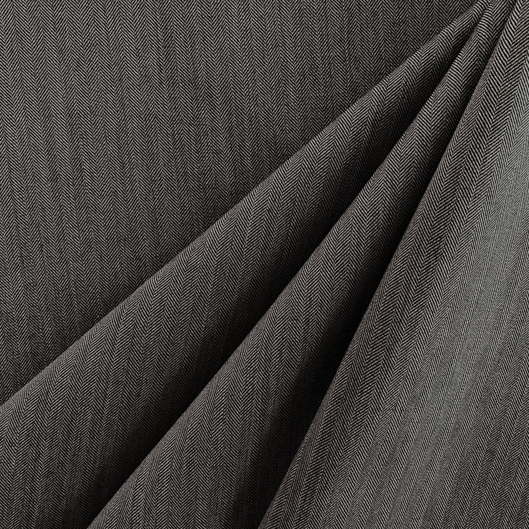 Australian Merino Worsted Wool Gabardine - Herringbone - Dark Grey