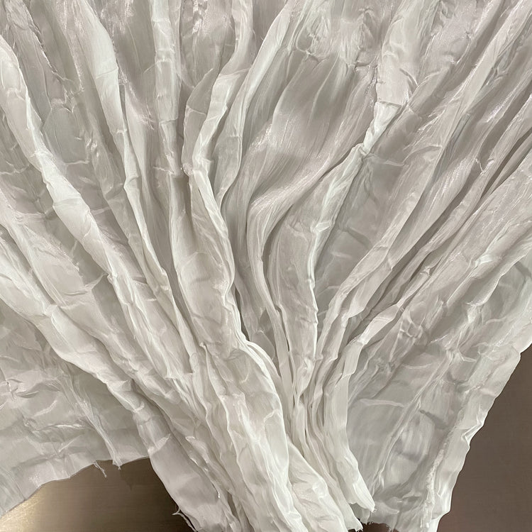 Plisse Shimmer Satin - White