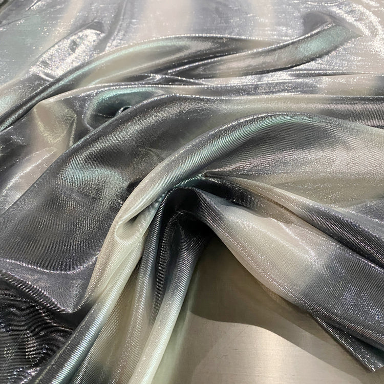 Faded Stripe Silk Lurex Chiffon - Silver / Beige