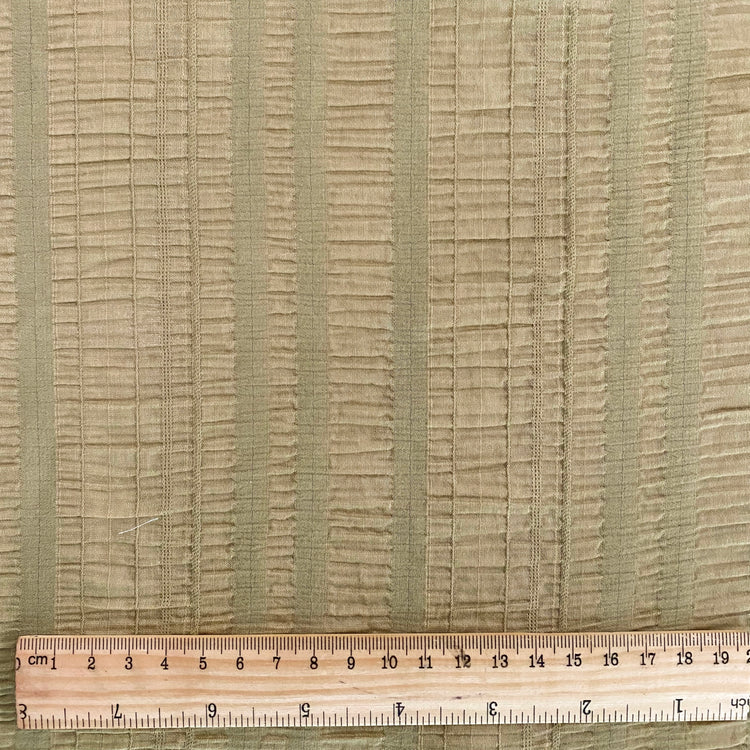Ruche Striped Seersucker - Olive / Khaki