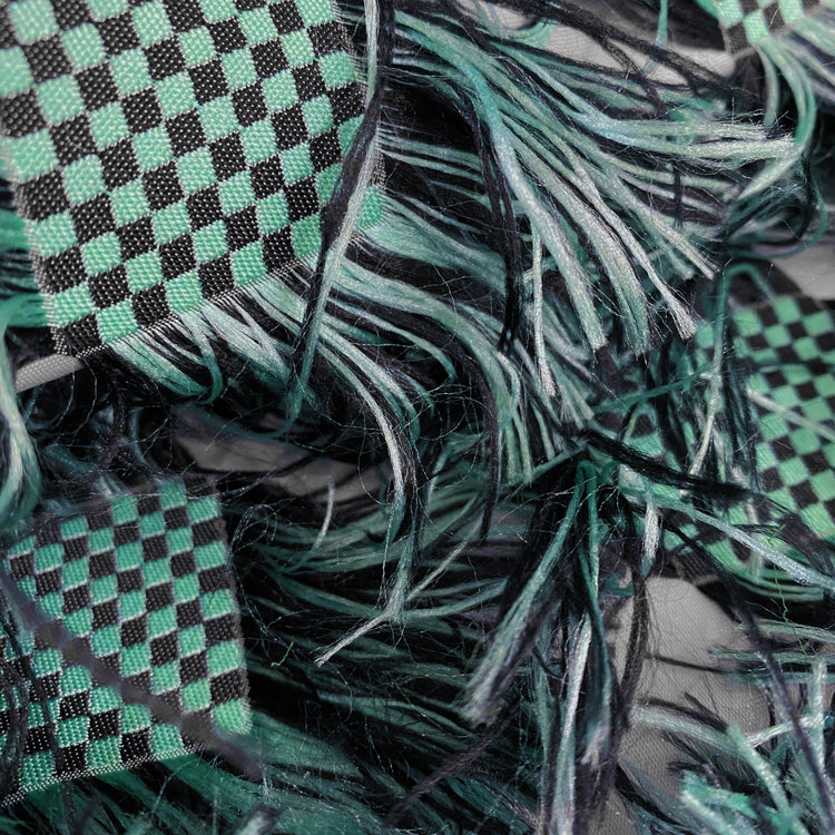 Fringed Checkerboard Drill - Sea Green/Black
