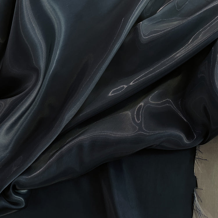 Fabric Lab Exclusive - Satin Backed Liquid Shimmer - Dark Grey Blue