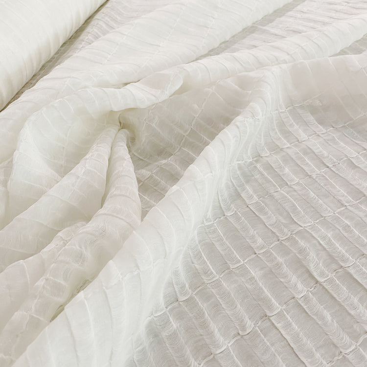 Wavy Double Weave Stripe - White