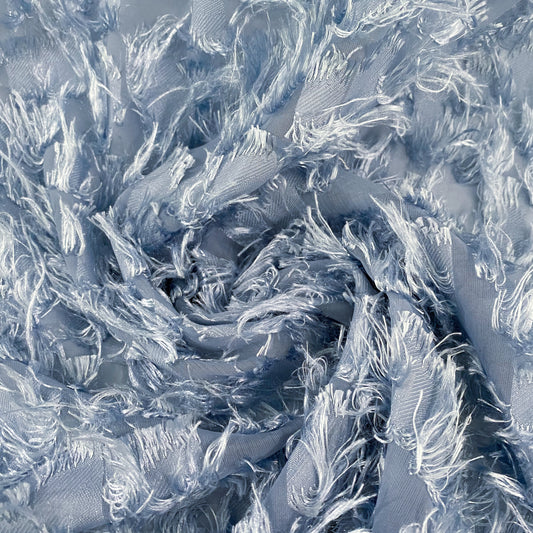 Dobby Fringed Chiffon - Light Blue
