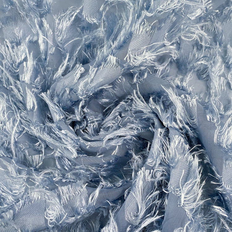 Dobby Fringed Chiffon - Light Blue