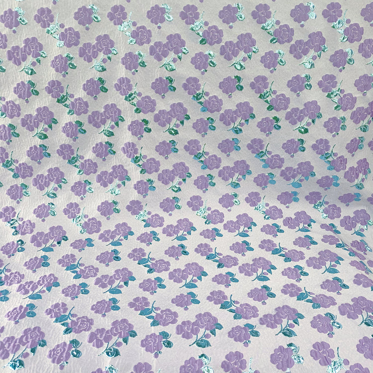 Floral Vine Poly/Lurex/Nylon Brocade - Purple/Turquoise