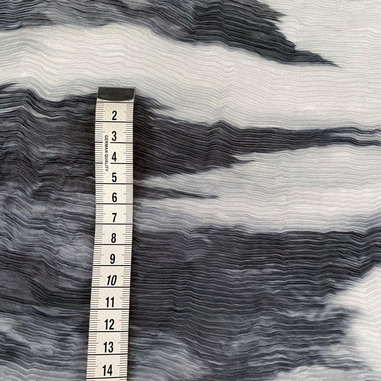 Flame Print Chiffon Plisse - Black/Light Slate Grey