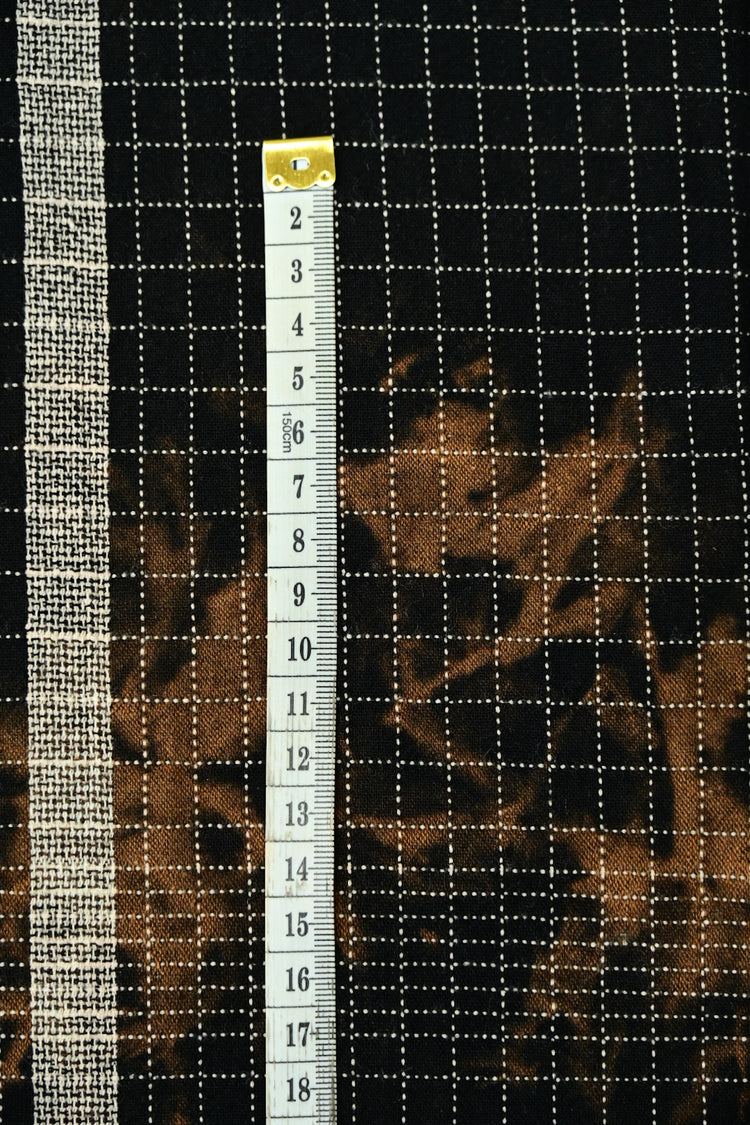 Shibori Dyed Cotton Check - Black/Dark Orange