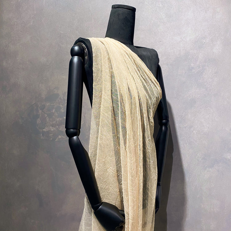 Creased Mesh Knit - Weft Stretch - Beige