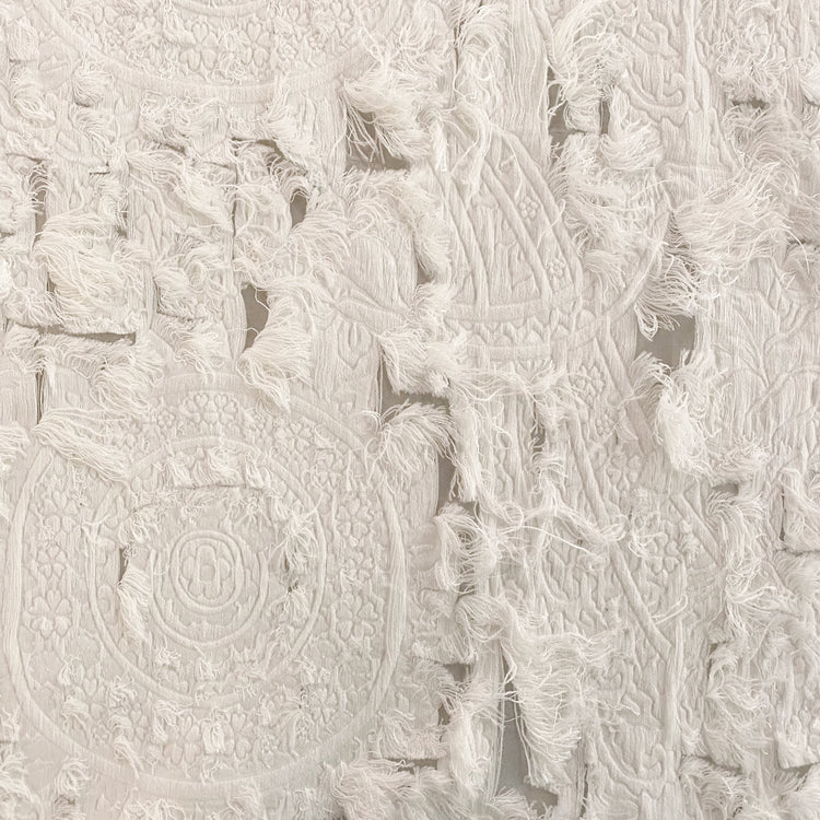 Chenille Cotton Fringe Tapestry Jacquard - White