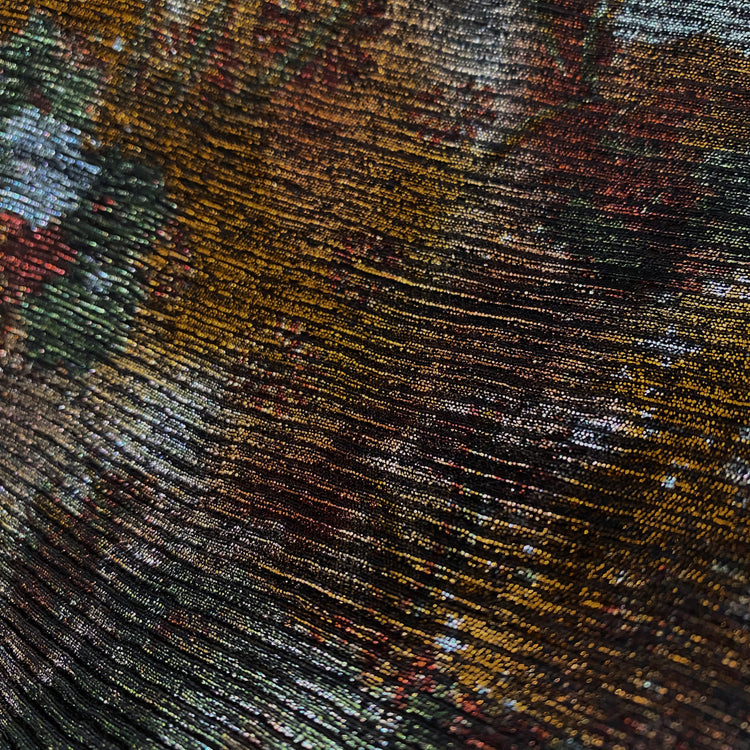 Foil Floral Printed Plisse - Black/Gold