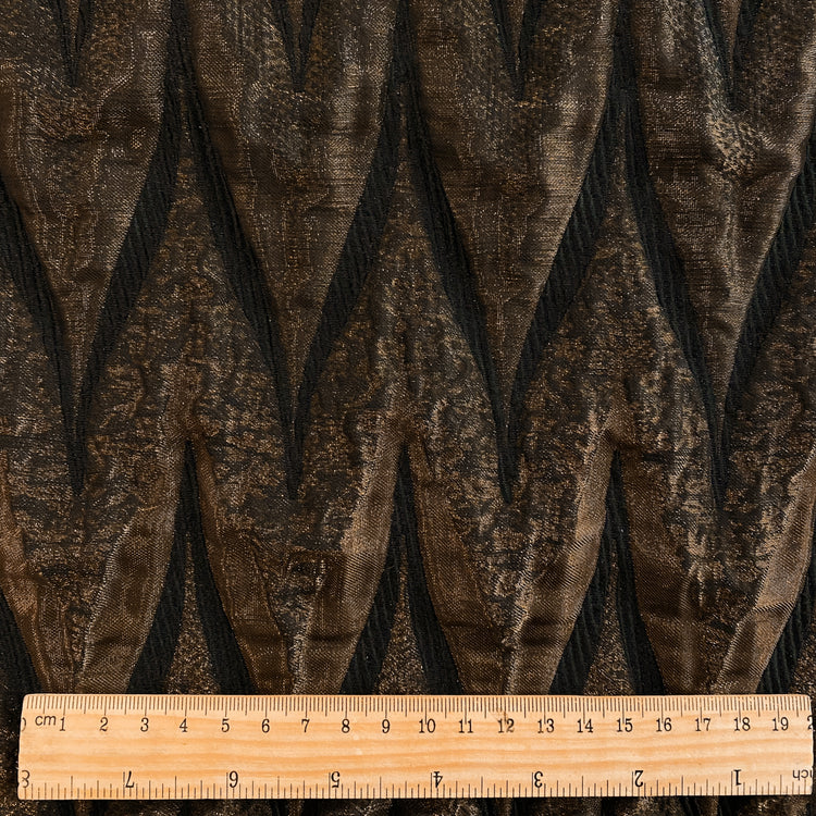 Matelassé Chevron Metallic Jacquard - Antique Brass / Black
