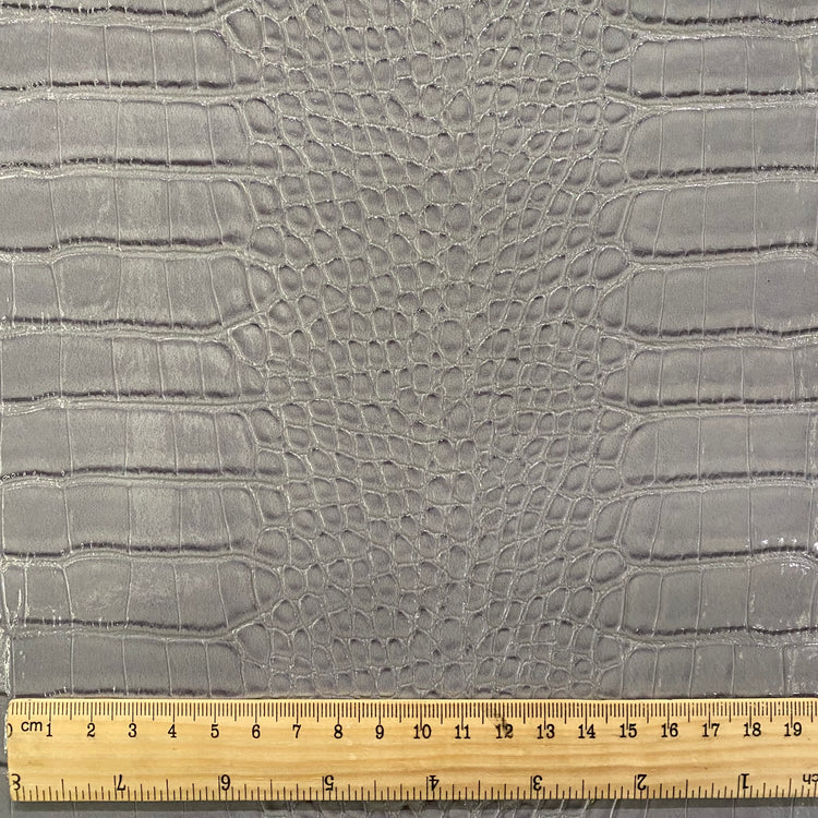 Patent Crocodile Faux Leather - Small Pattern - Grey