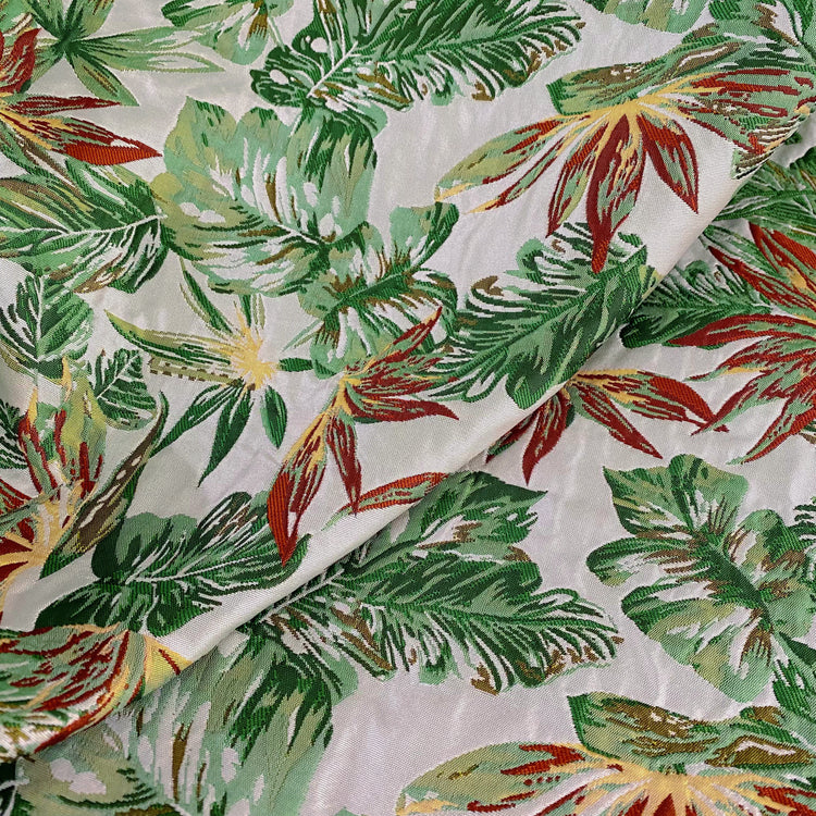 Birds of Paradise Jacquard - Green/Fire Brick Red