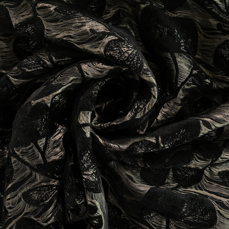 Botanical Dreamscape Velvet Jacquard - Black / Silver
