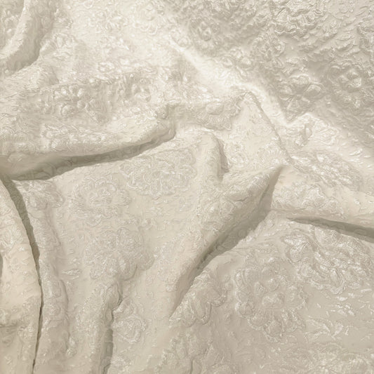 Floral Crinkle Double Weave - White/Silver