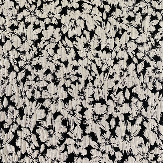 Wrinkled Floral Jacquard - Beige/Black