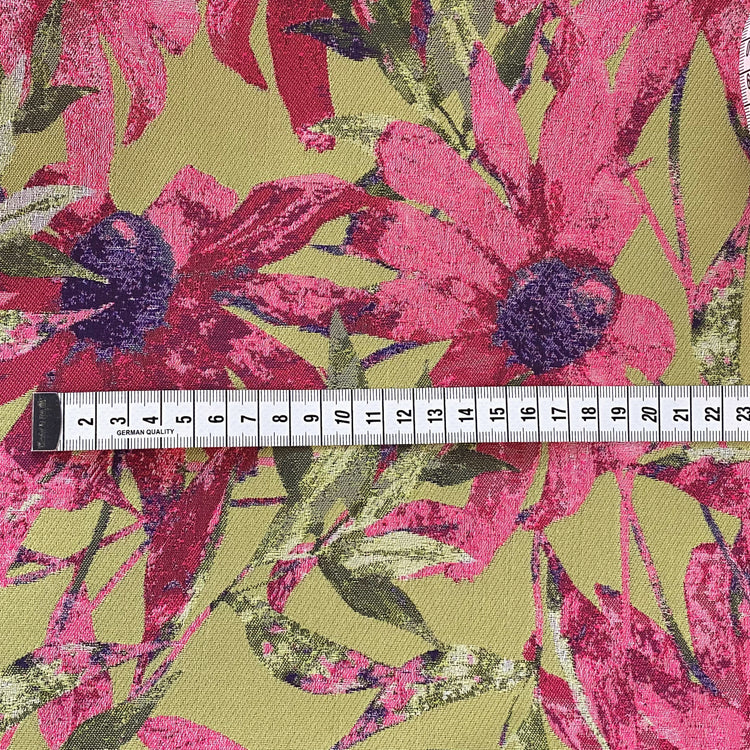 Thin-leaf Wildflower Jacquard - Lime/Hot Pink