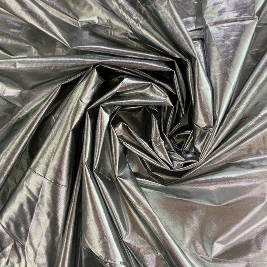 Metallic Foil Tissue Organza - Silver / Black