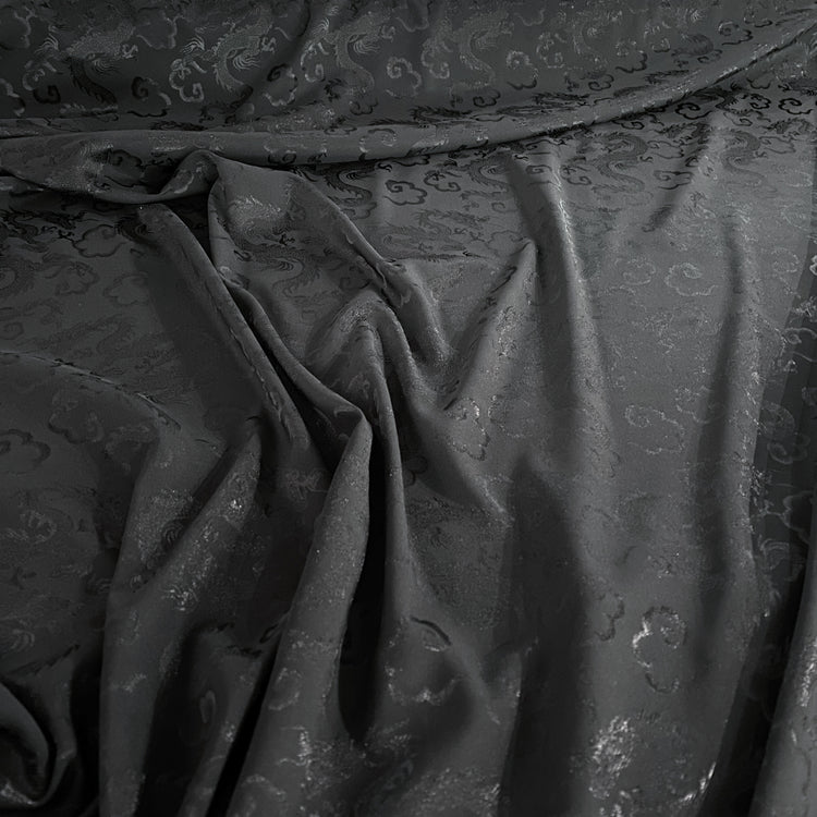 Dragon Satin Damask - Black