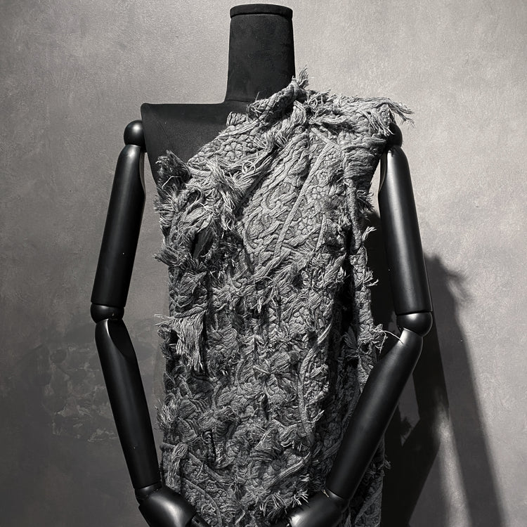 Chenille Cotton Fringe Tapestry Jacquard - Grey