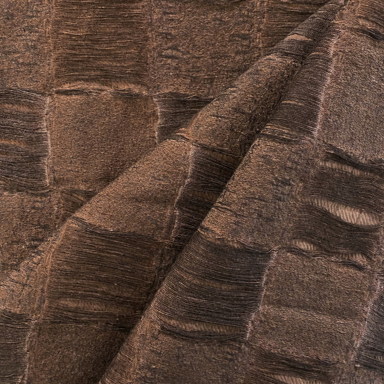 Checkerboard Yarn Float Linen Cotton Blend - Saddle Brown