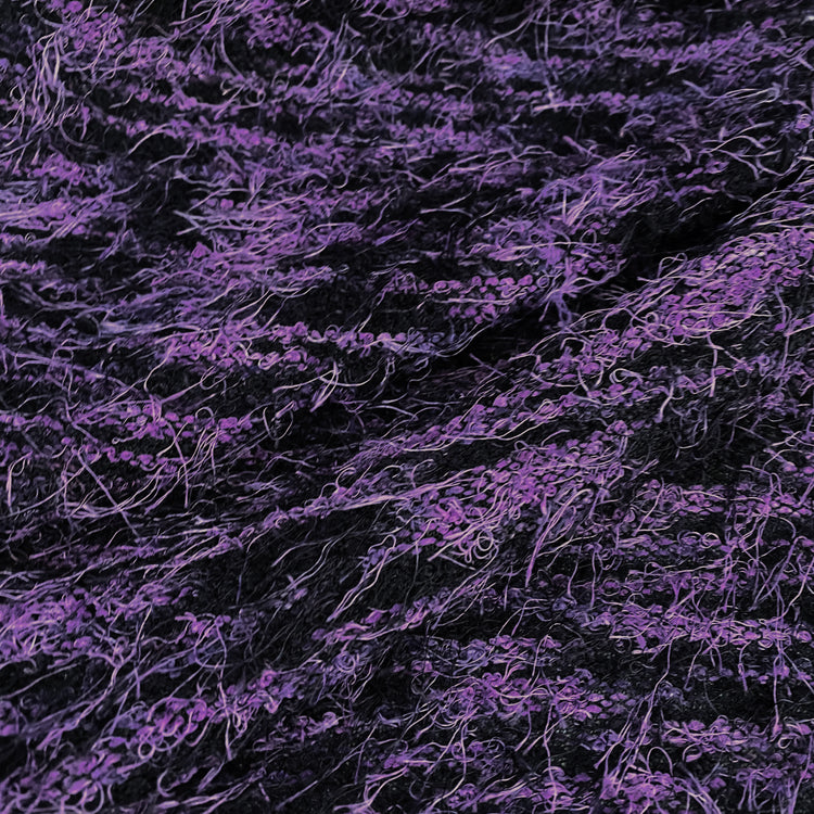 Fancy Cut Pile Raschel Knit - Black/Purple