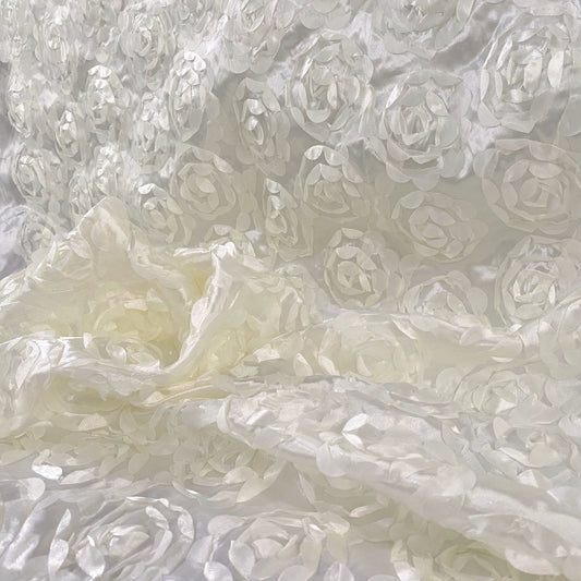 3D Rose Satin - White