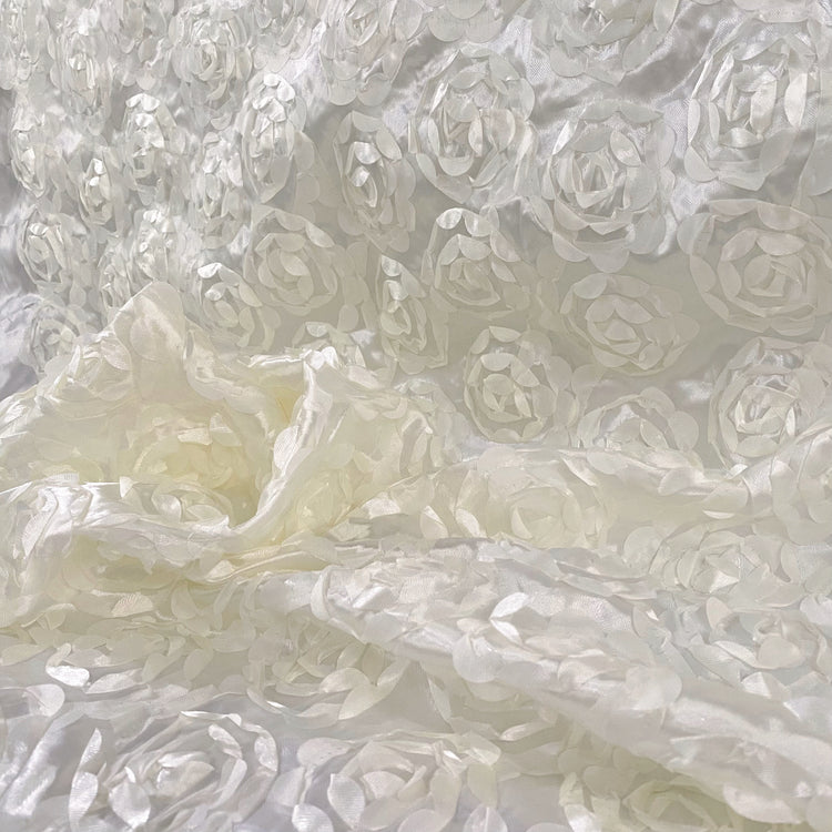 3D Rose Satin - White