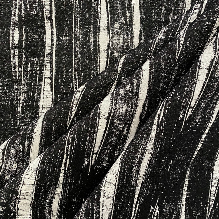 Wood Grain Chenille Yarn Jacquard - Black / White