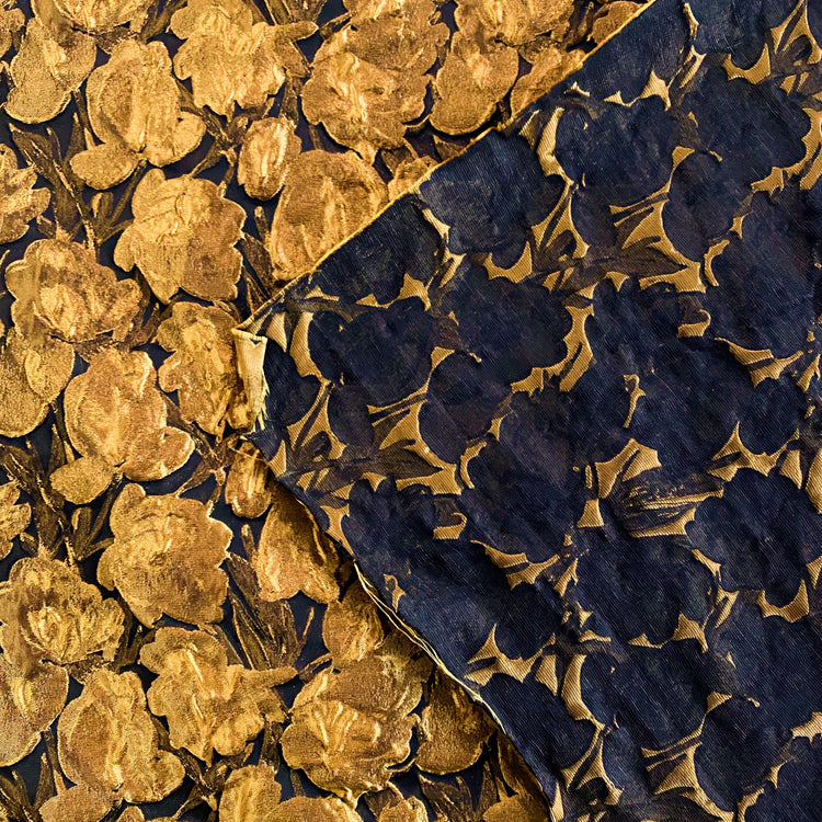 Gilded Rose Cloqué Brocade - Yellow Gold / Black