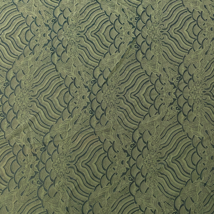 Seigaiha Motif Damask Woven - Moss Green / Emerald