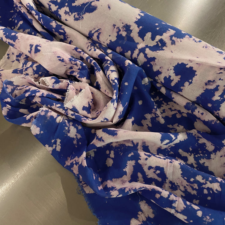 Pigmented Tie Dye Linen Poplin - Blue / White