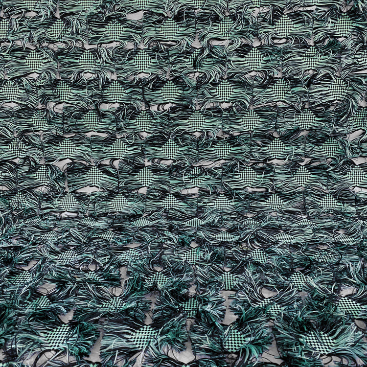 Fringed Checkerboard Drill - Sea Green/Black