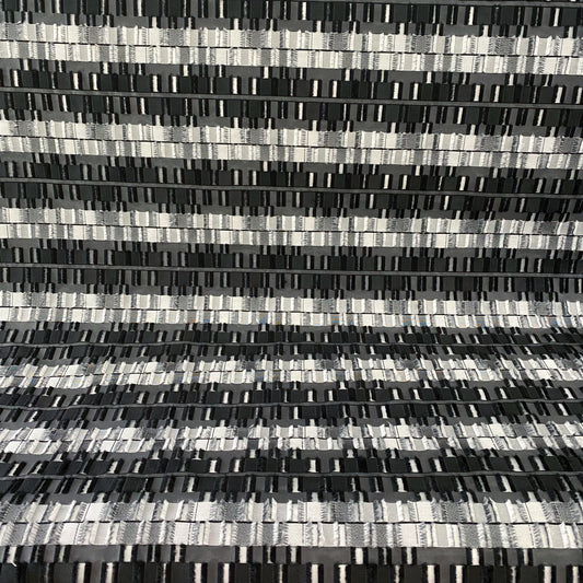 Rectangular Checkerboard Fringe Devore Organza - Black/Silver Grey