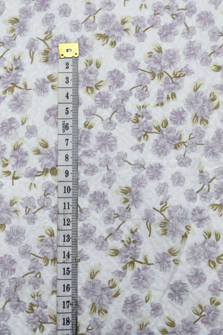 Delicate Floral & Leaf Seersucker - Lavender/Olive