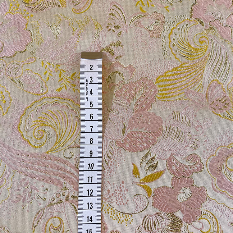 Floral Art Nouveau Jacquard - Metallic - Yellow/Pale Pink